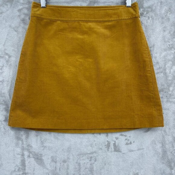 J. Crew Factory Corduroy Mini Skirt Rusted Amber Retro Back Zip Lined - Picture 1 of 12